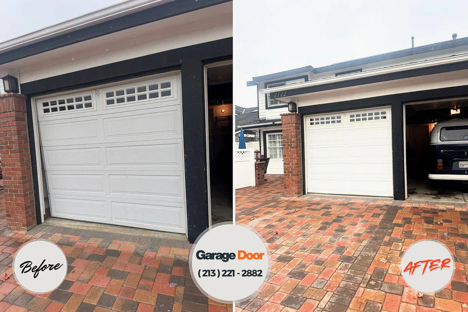 Before and after: garage door repair Chappaqua, NY